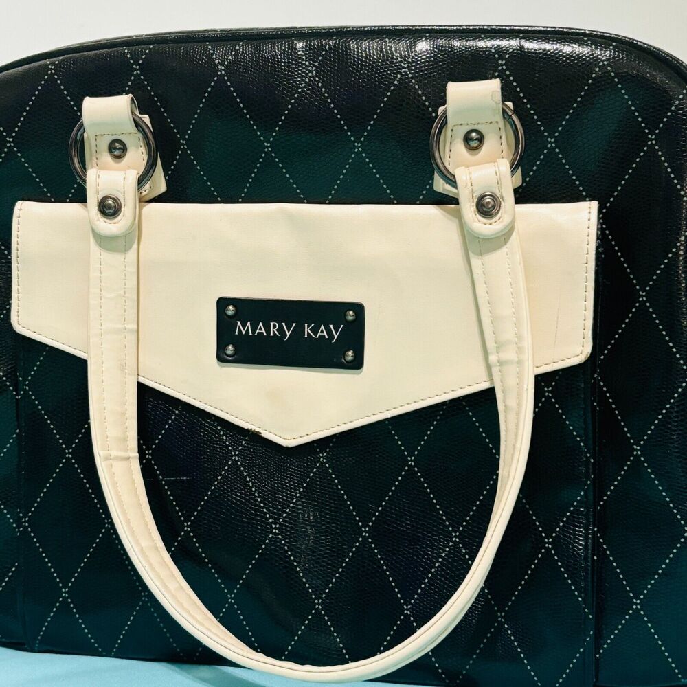 Mary Kay Deluxe Consultant Bag Black Cream Large Caddy Tote